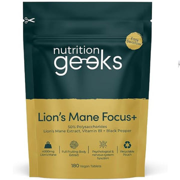 Lions Mane Supplement 4000mg with Vitamin B1 & Black Pepper, 180 Vegan Tablets - Lion's Mane Mushroom 15:1 Extract (Not Lions Mane Powder or Capsules), UK Made for Mental Performance & Nervous System