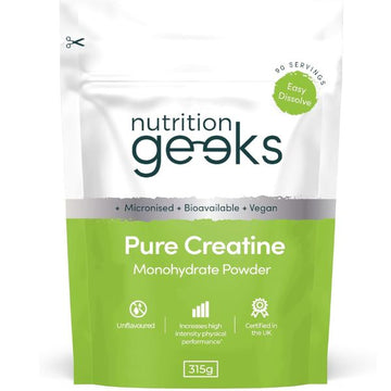 Pure Creatine Monohydrate Powder - 315g (90 Servings) - Easy Dissolve Creatine Powder, Unflavoured & Micronised (Not Creatine Gummies or Creatine Tablets), Vegan Creatine for Women and Men