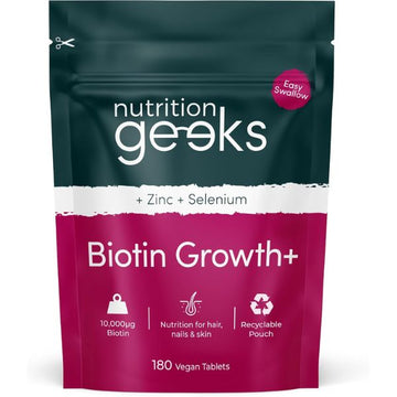 Biotin Hair Growth Supplement - 180 Vegan Tablets Enhanced with Zinc & Selenium, Hair Vitamins Complex - Biotin 10000 mcg - Hair Skin and Nails Vitamins for Women & Men UK (Packaging Design May Vary)