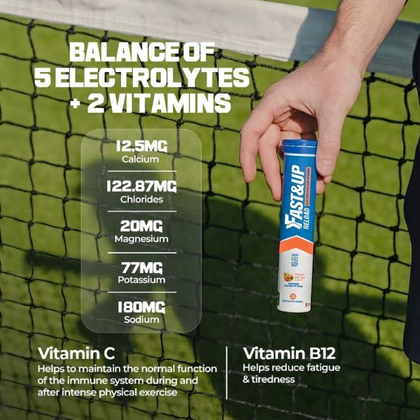 Fast&Up Reload – Energising Electrolyte Drink - Variety Pack - 80 Effervescent Hydration Tablets - Added Vitamin C & B12 - Vegan
