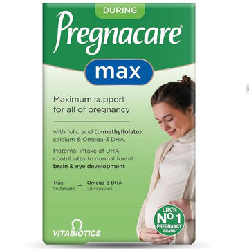 Pregnacare MAX Pregnancy Vitamins - UK's No.1 Pregnancy Brand. Greater Prenatal Care for Women, Supplement with Added Omega-3 DHA for Normal Brain and Eye Development