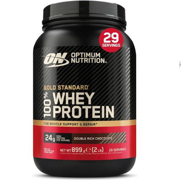 Optimum Nutrition Gold Standard Whey Protein, Muscle Building Powder with Naturally Occurring Glutamine and Amino Acids, Double Rich Chocolate, 29 Servings, 899 g, Packaging May Vary