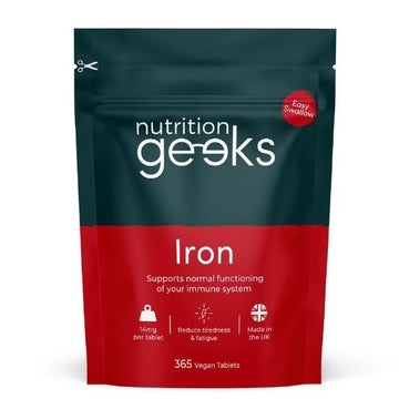 Iron Tablets High Strength 14mg - 365 Tablets, 12 Months Supply - Vegan Iron Supplements for Women and Men - Ferrous Fumarate, Reduces Tiredness and Fatigue - UK Made Vitamin