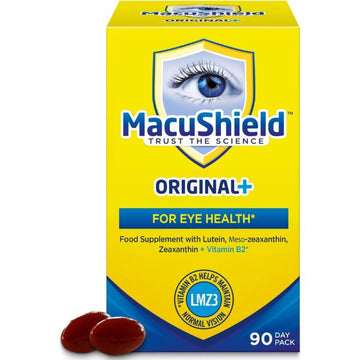 MacuShield Original Plus Capsules - 90-Day Pack, Eye Health Supplement* with Lutein Zeaxanthin and Meso-Zeaxanthin + Vitamin B2 (Riboflavin) which Helps Maintain Normal Vision